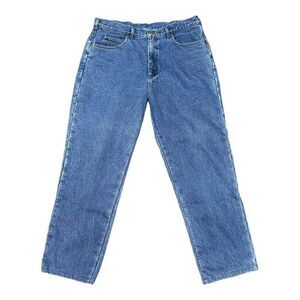 LL Bean High Waisted Flannel Lined Warmed Blue Jeans 36x29 Warm Weather Work Pan